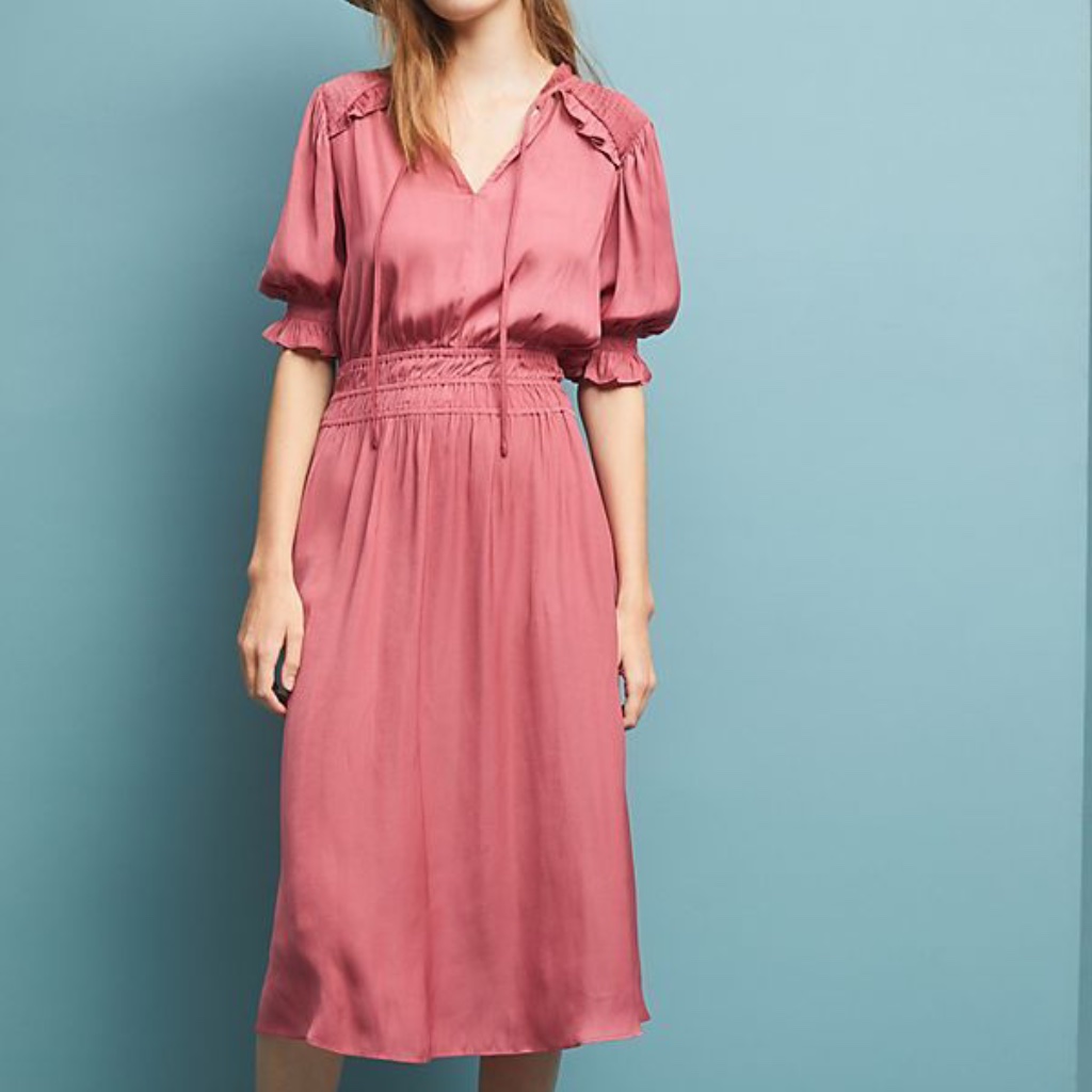 Anthropologie Pink Midi Dress